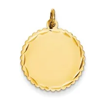 .027 Gauge Engravable Scalloped Disc Charm in 14k Gold