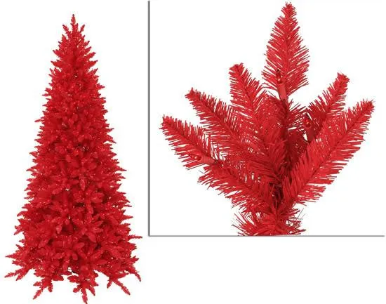 10' Pre-Lit Slim Red Ashley Spruce Artificial Christmas Tree - Red Lights