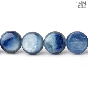 10mm Ceylon Blue Kyanite Plain Coins 16 inch 41 Beads 1mm Hole