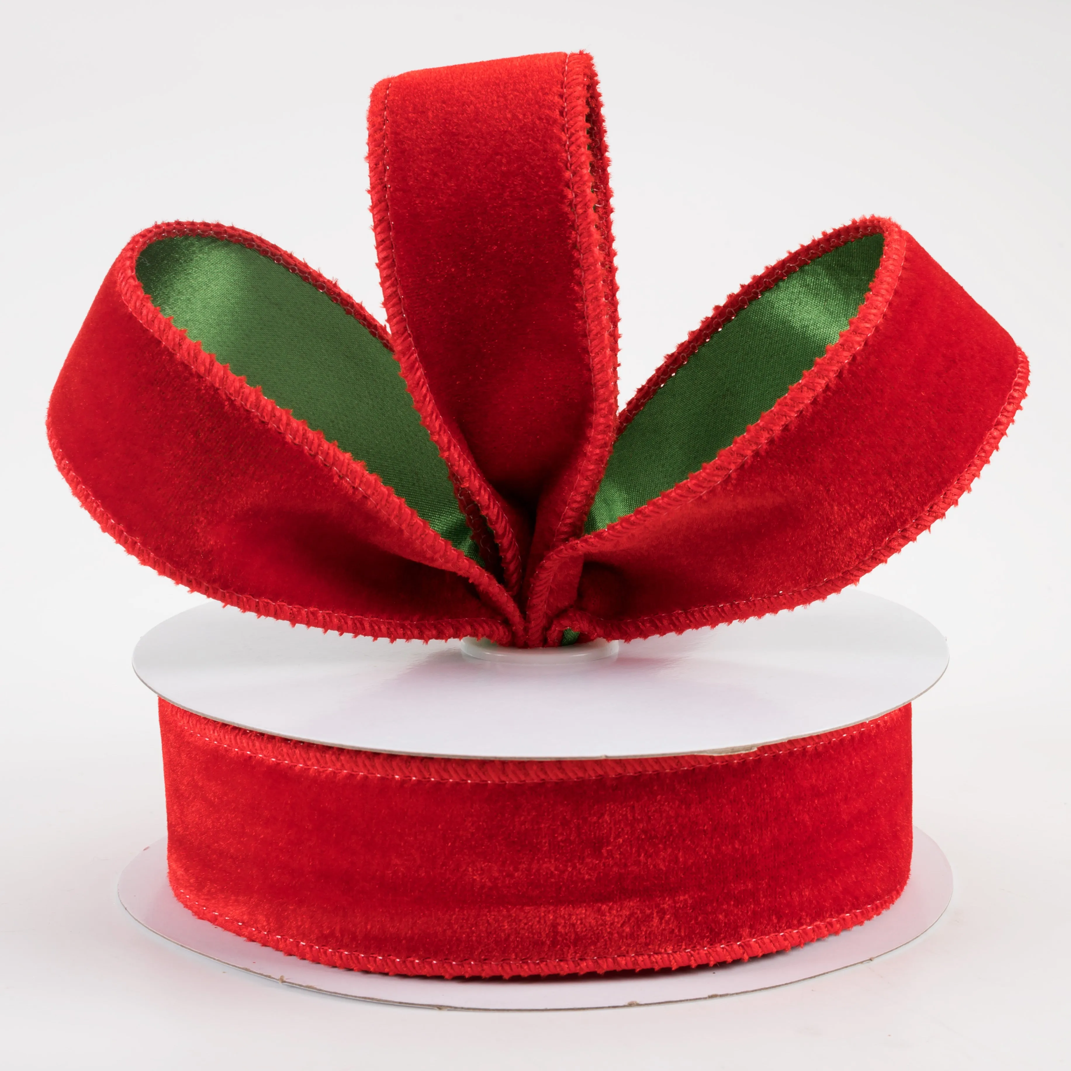 1.5" Deluxe Velvet Satin Backing Ribbon: Red & Green (10 Yards)