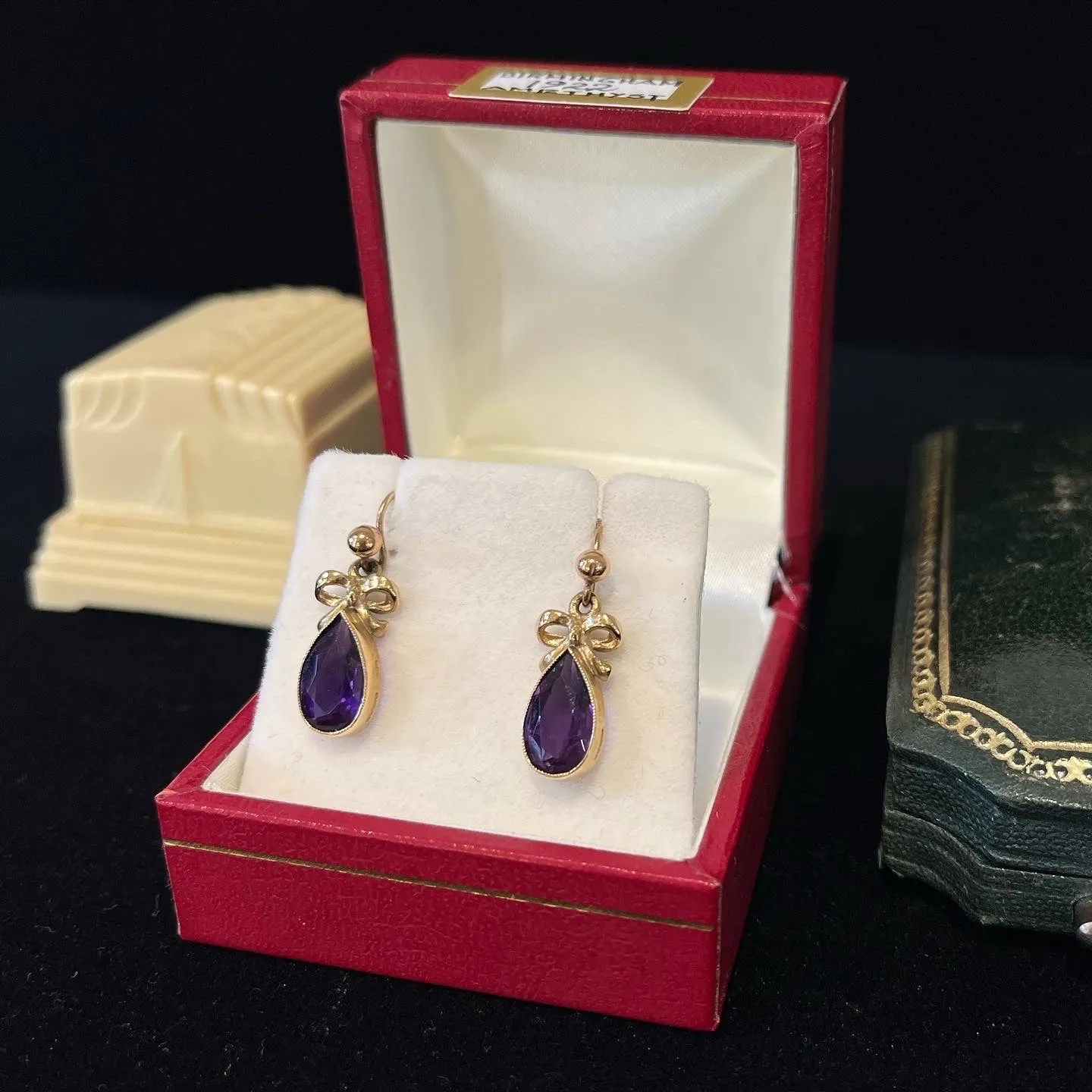 1920s Amethyst 9ct Gold Earrings