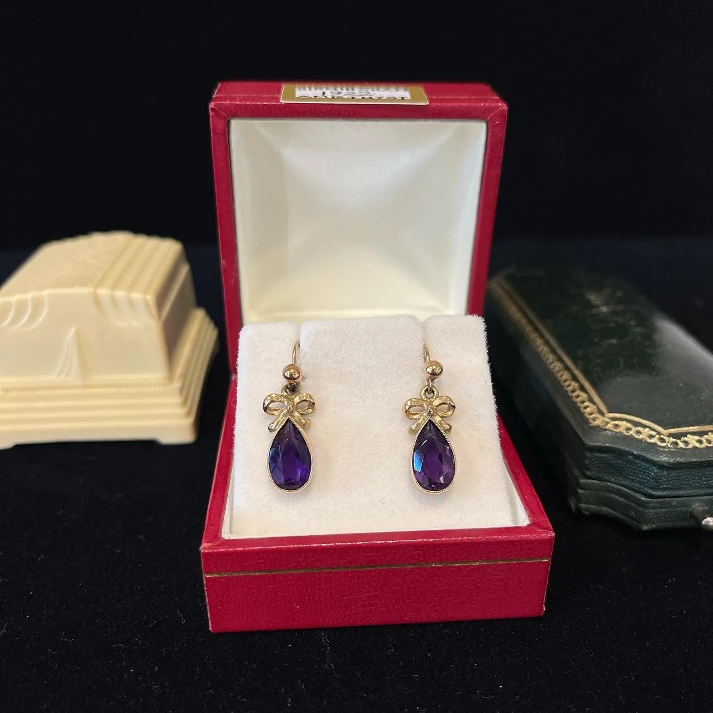 1920s Amethyst 9ct Gold Earrings