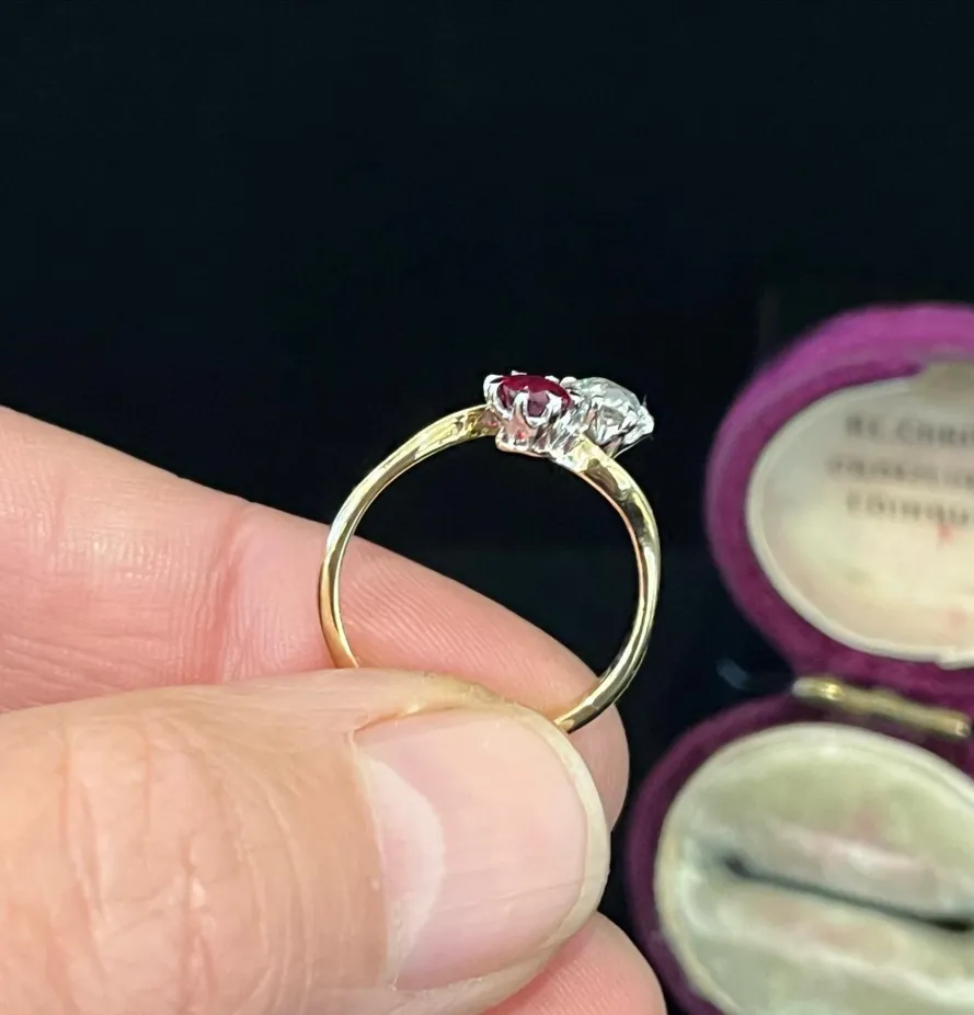 1920s Australian Ruby and Diamond 'Moi et Toi' Ring