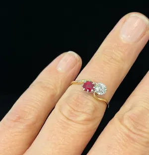 1920s Australian Ruby and Diamond 'Moi et Toi' Ring