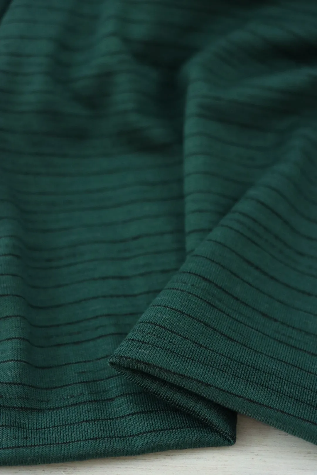 1YD 8IN REMNANT; Hunter Green Sedona Mini Stripe Jersey