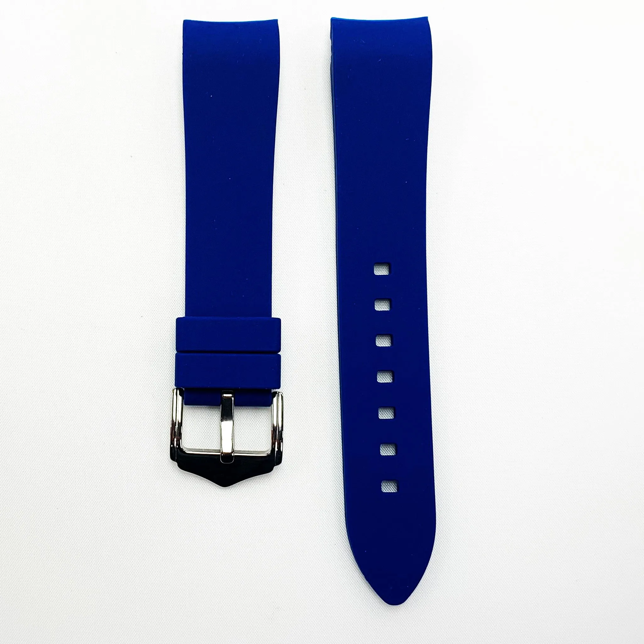 20 MM Special Curve Blue Color Silicone Quick Release Regular Size Watch Strap Steel HR