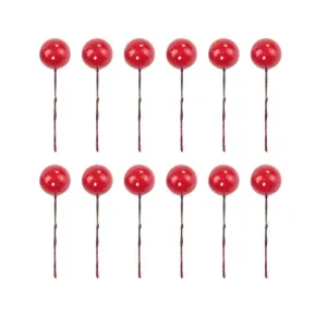 2cm red berry on pin 12pcs