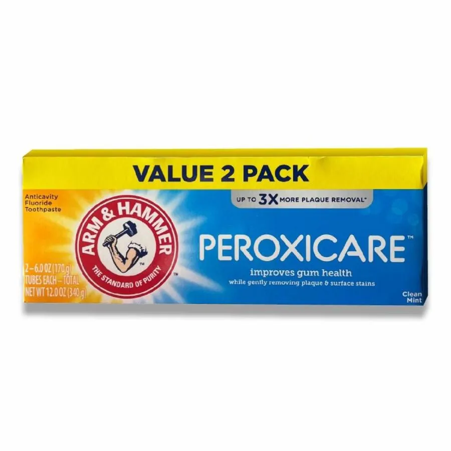 A&H  - Peroxicare Toothpaste, Clean Mint, Fluoride, Twin Pack - 6 Oz - 6 Pack