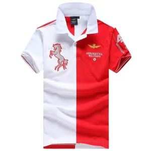 Aeronautica Millitare White Red Stallion Shortsleeve Polo