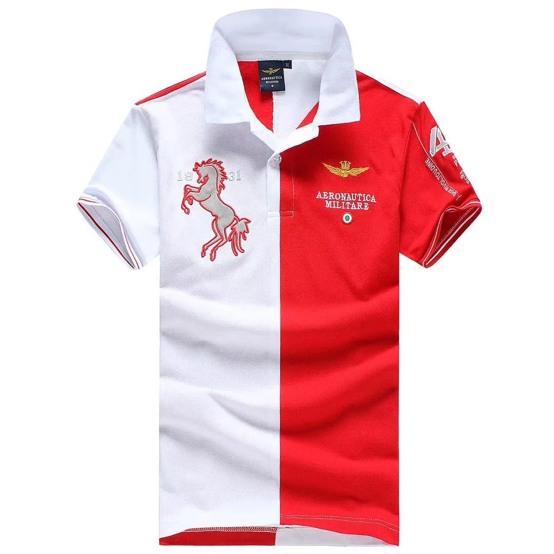 Aeronautica Millitare White Red Stallion Shortsleeve Polo