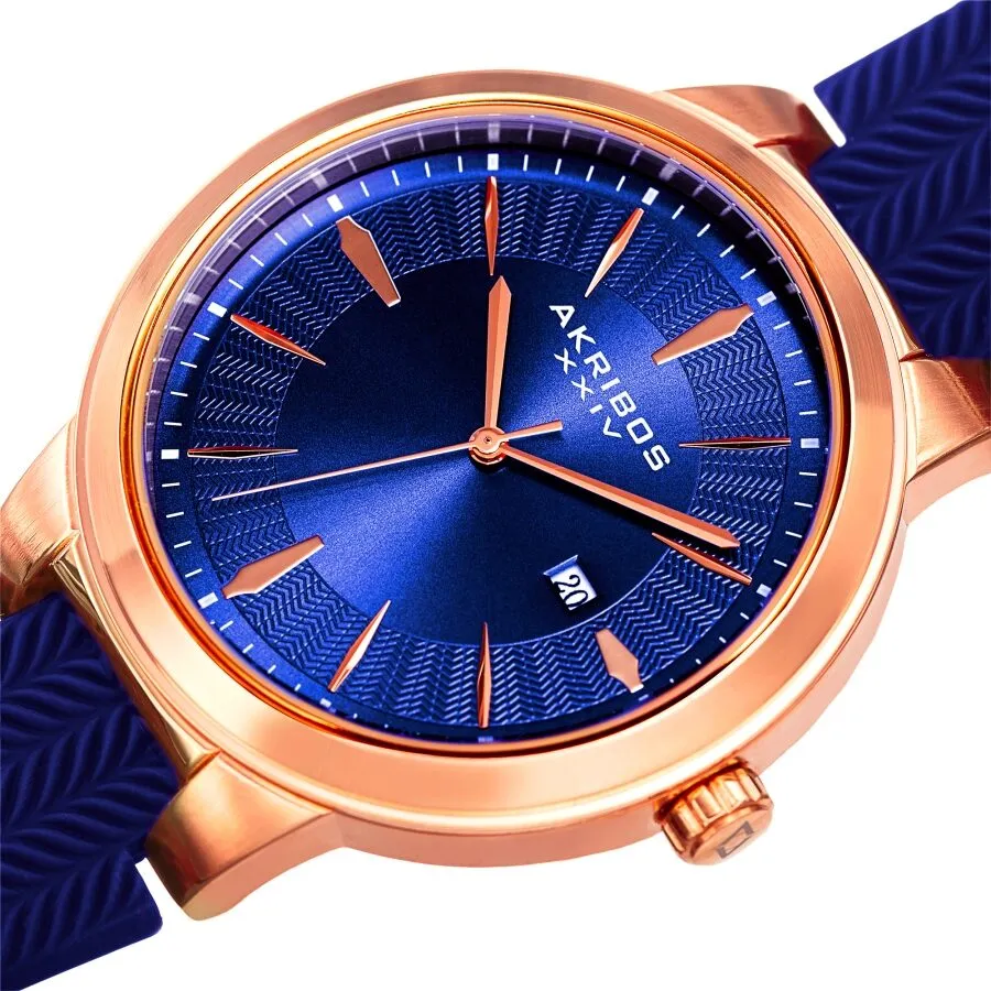 Akribos Xxiv Quartz Blue Dial Blue Silicone Men's Watch AK1007RGBU