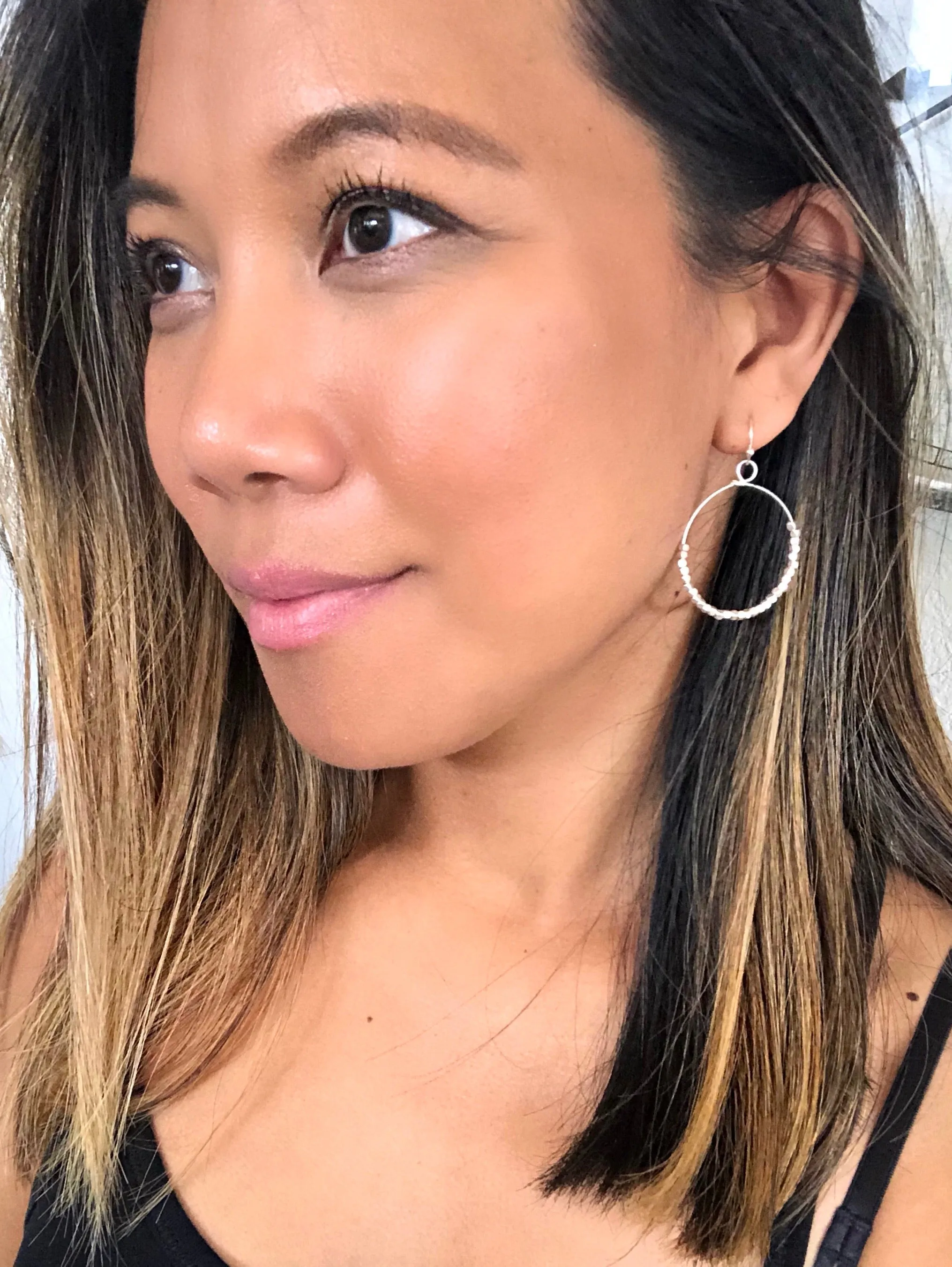 Ayla Delicate Dangle Metal Hoops - Silver or Gold