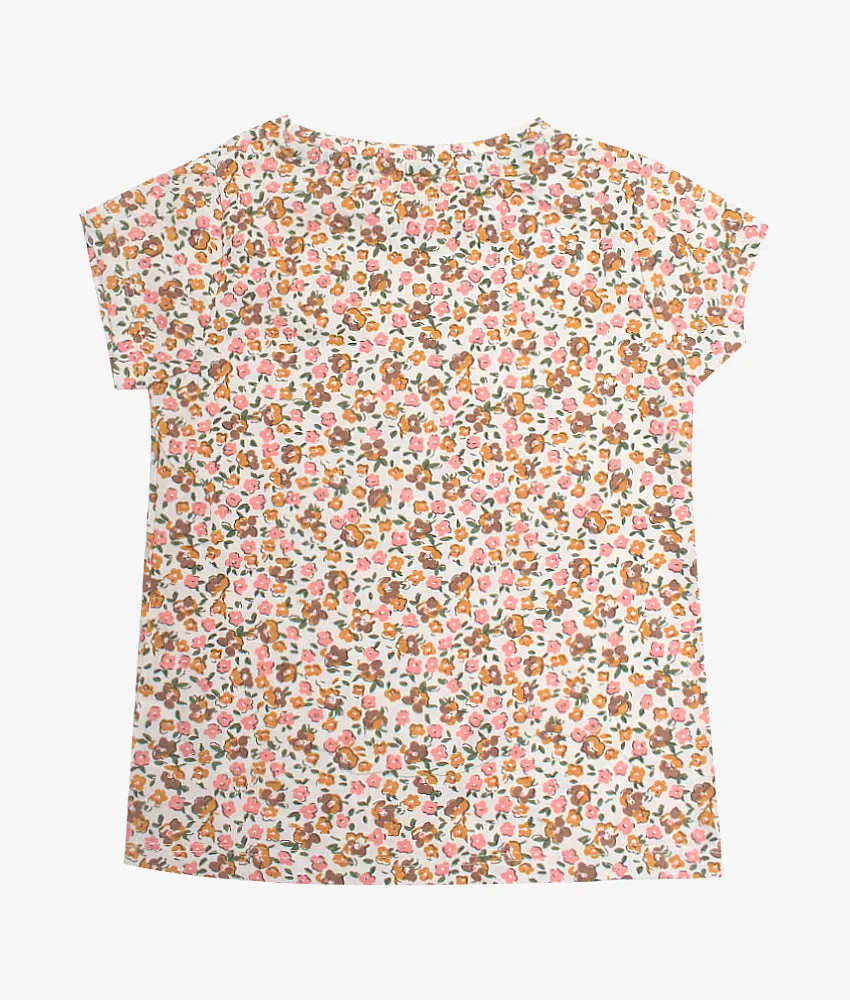 Baby Girls T-Shirts - Yellow Brown Flower -9-12 Months