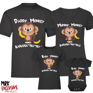 Baby Monkey Song -  Family Matching T-Shirts - Black (MRK X)