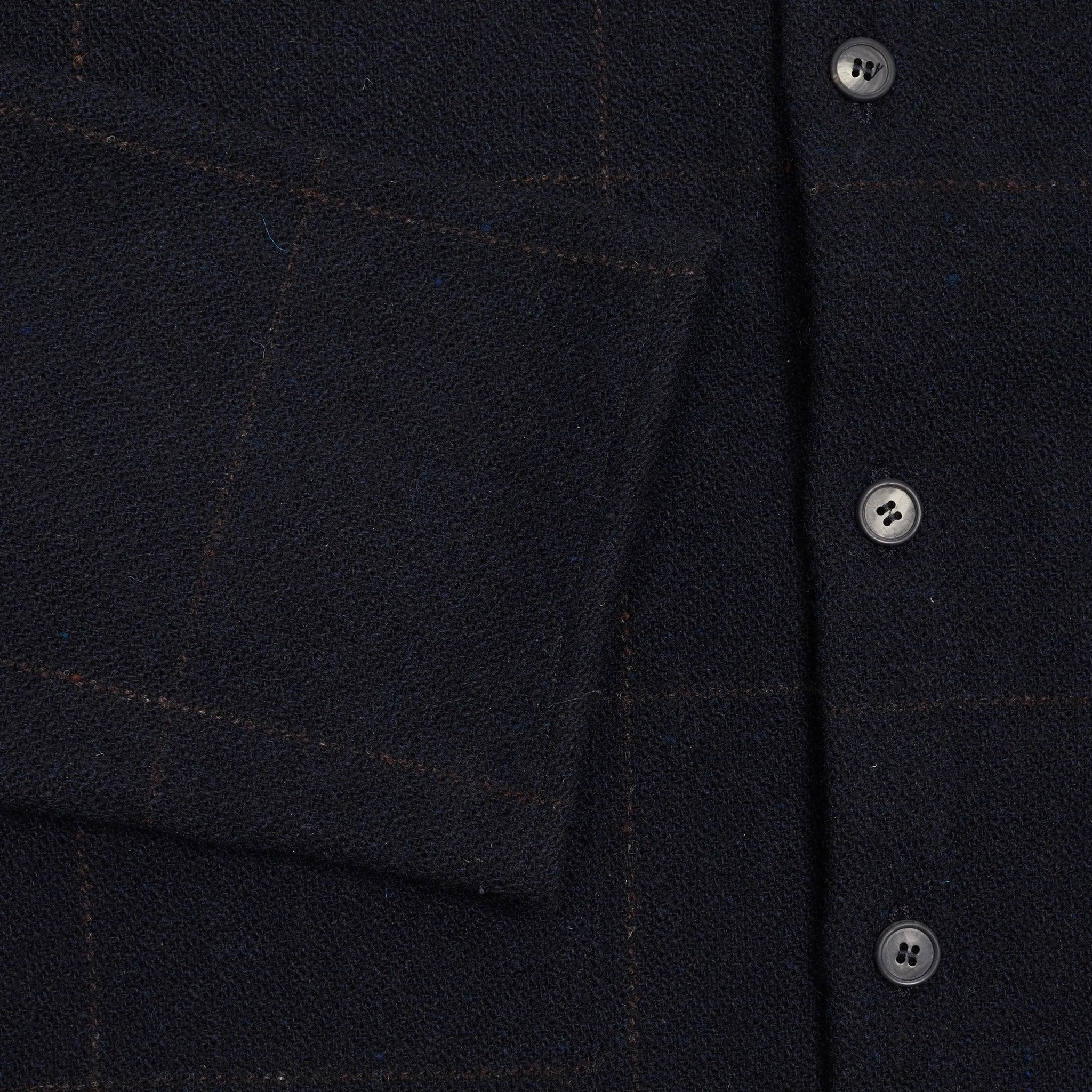 Bergfabel Wool Worker Shirt in Navy with Brown Check