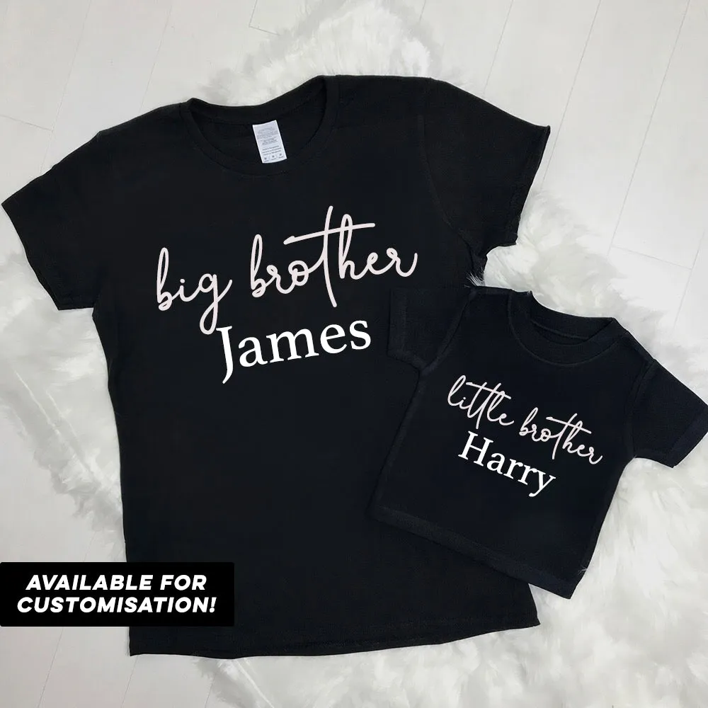 Big Brother & Little Brother Black Script T-Shirts (MRK X)