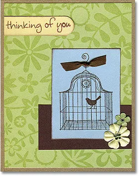 Bird in Cage Rubbr Stamp