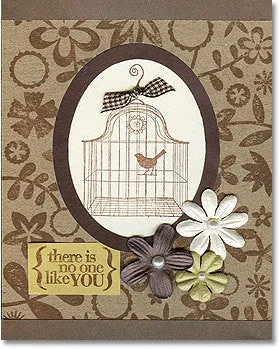 Bird in Cage Rubbr Stamp