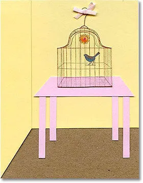 Bird in Cage Rubbr Stamp