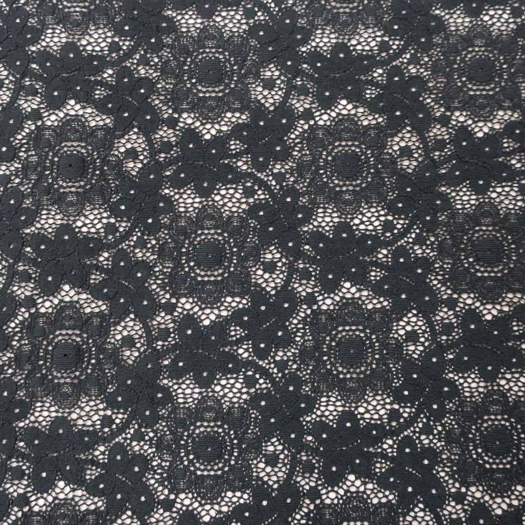 Black Floral Classic Chantilly French Alençon Lace