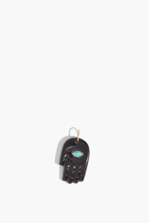 Black Onyx Hamsa Pendant with Turquoise Marquise