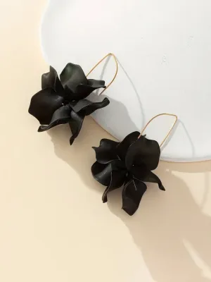 Black Petal Dangle Earrings