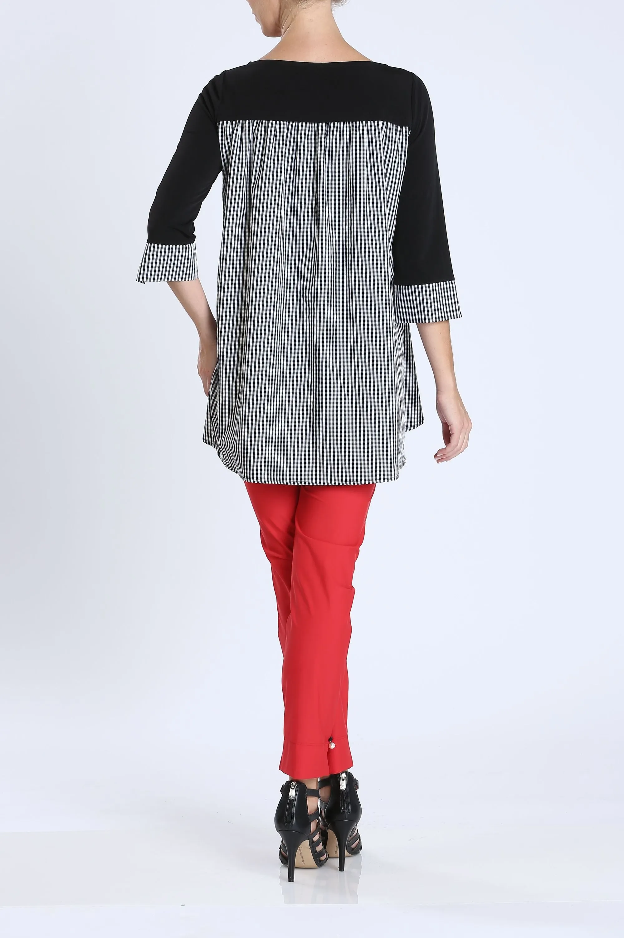 Black Tunic With Contrast Check Print