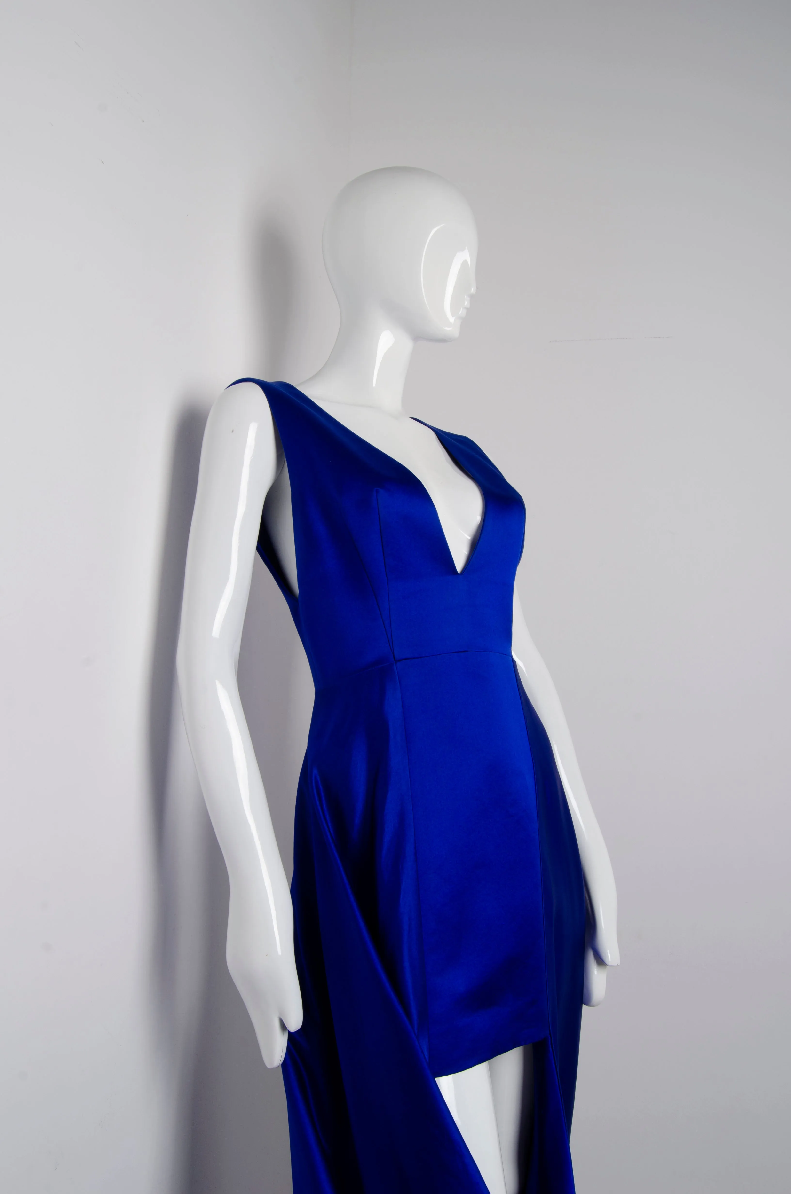 Blue Geometric Silk Gown