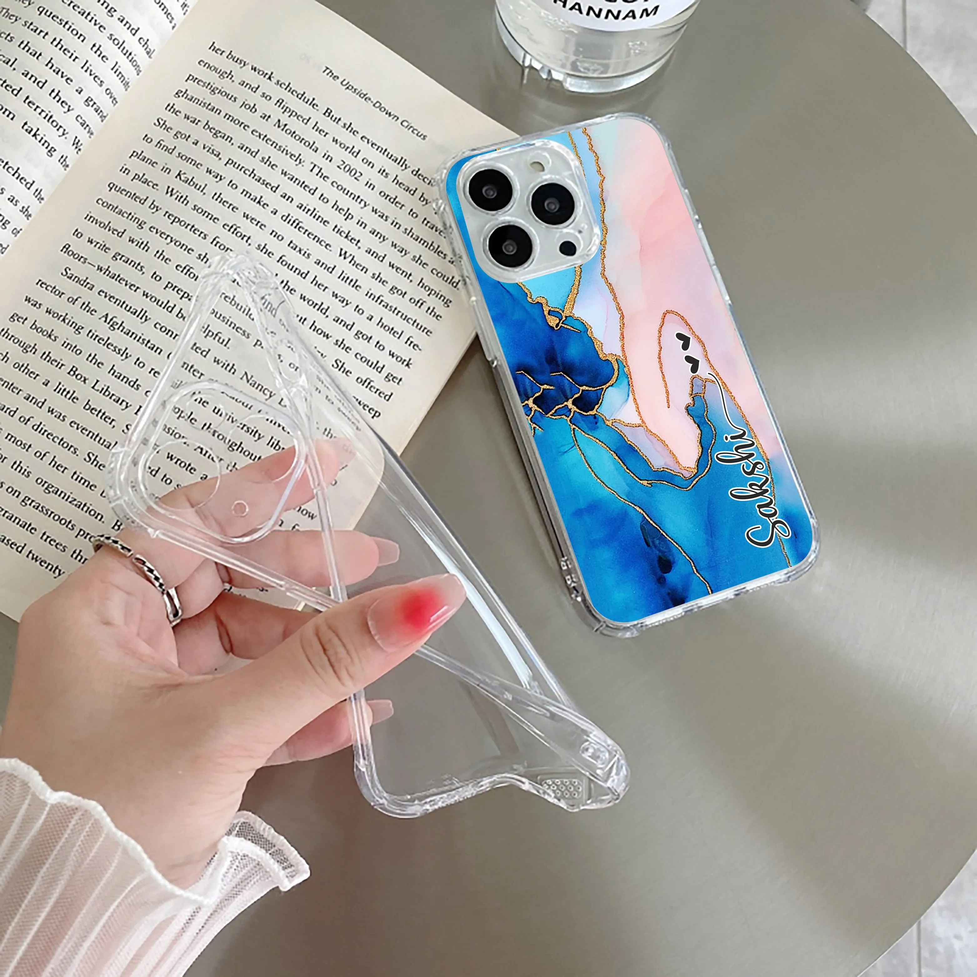 Blue Gradient Marble Customize Transparent Silicon Case For Vivo