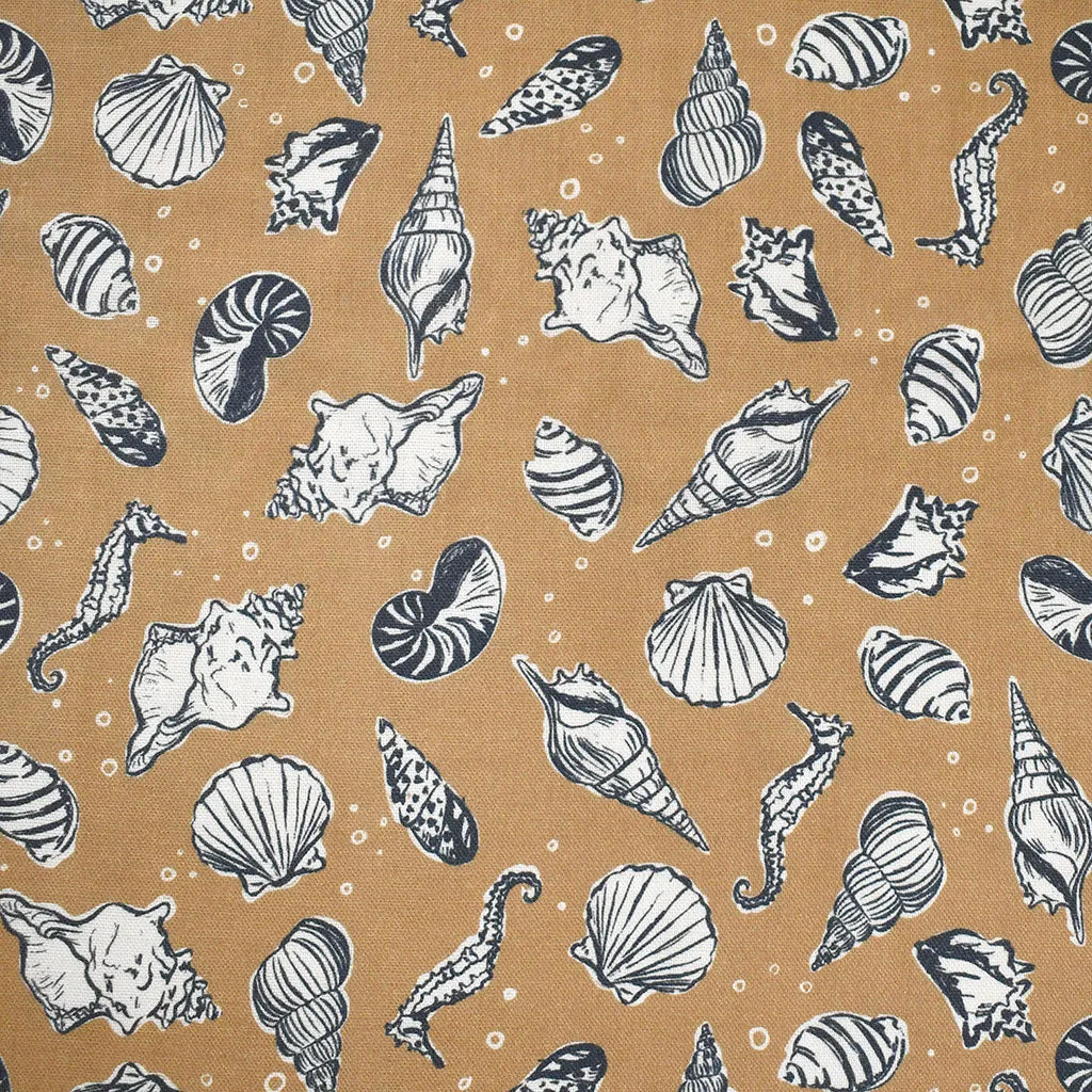 By the Sea Seashells Organic Cotton Double Gauze Tan