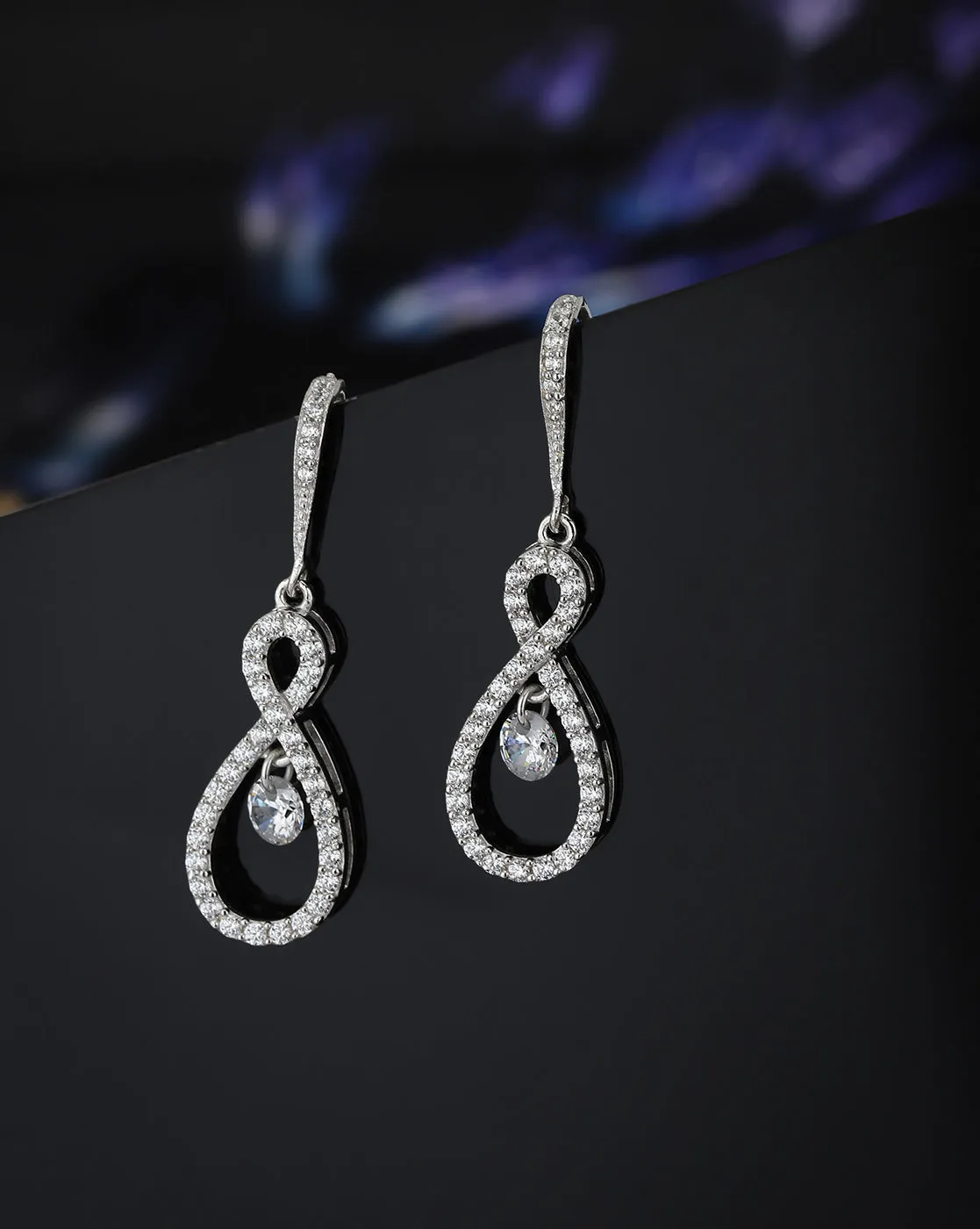 Carlton London 925 Sterling Silver Rhodium Plated Cz Infinity Drop Earring