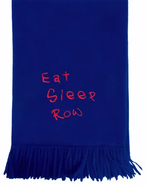 Cashmere scarf with red embroidered Eat, Sleep, Row