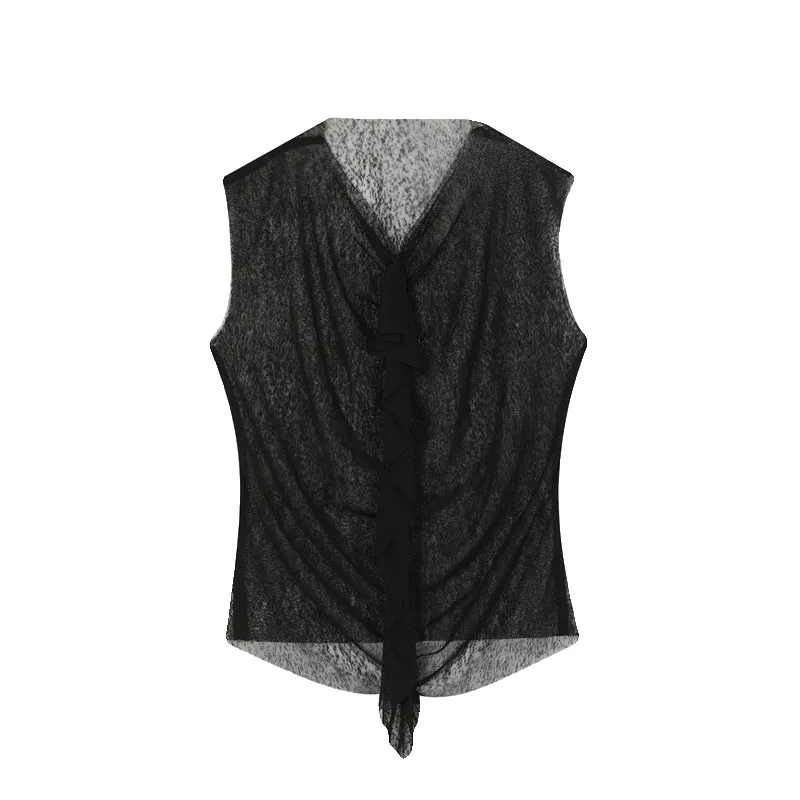 Casual Lace See-through Slim Fit Vest