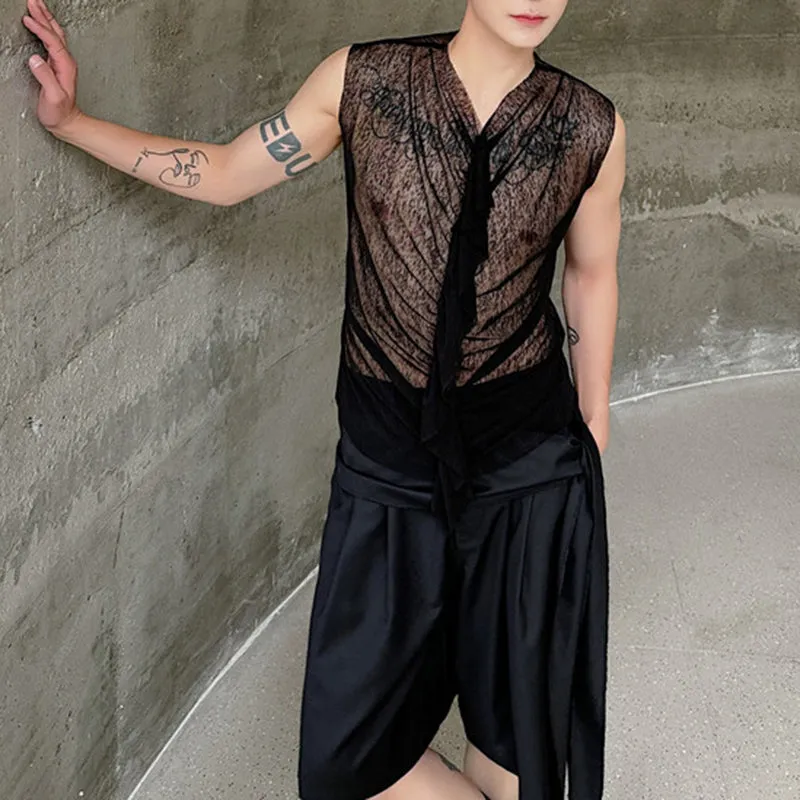 Casual Lace See-through Slim Fit Vest