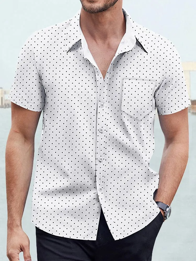 Casual Polka Dot Print Short Sleeve Shirt