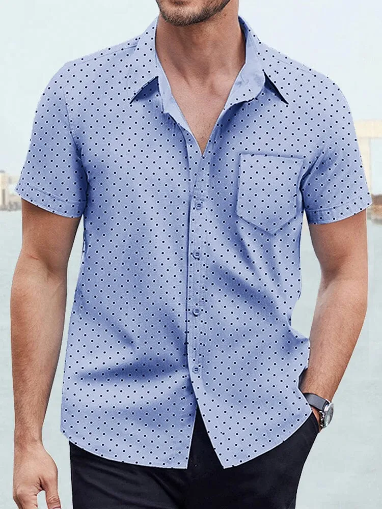 Casual Polka Dot Print Short Sleeve Shirt