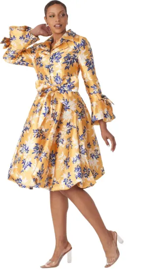 Chancele Church Dress 9709-Navy Gold