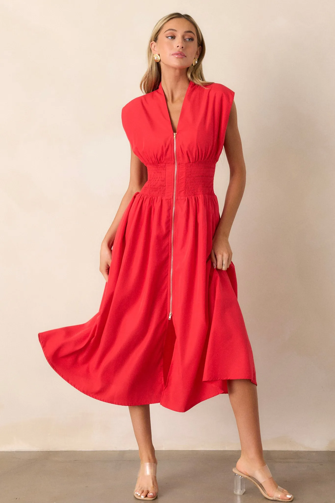 Circle Of Friends Red Midi Dress