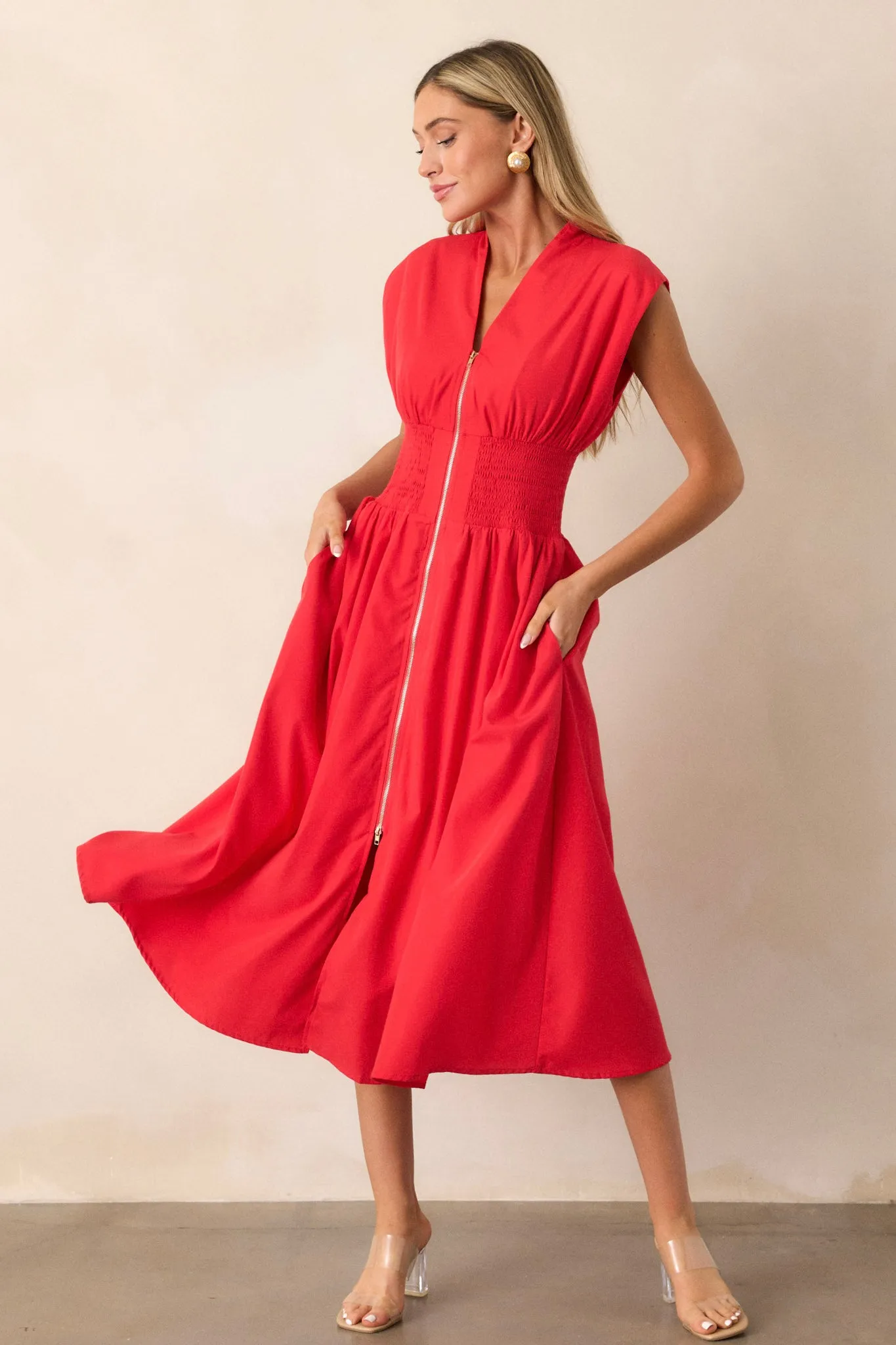 Circle Of Friends Red Midi Dress