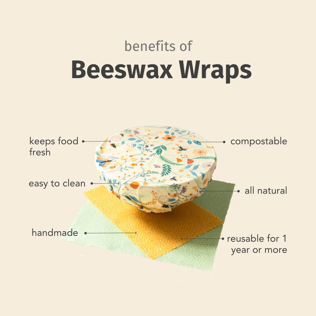 Cool Tones Pair: Set of 3 Beeswax Food Wraps   Dishcloth