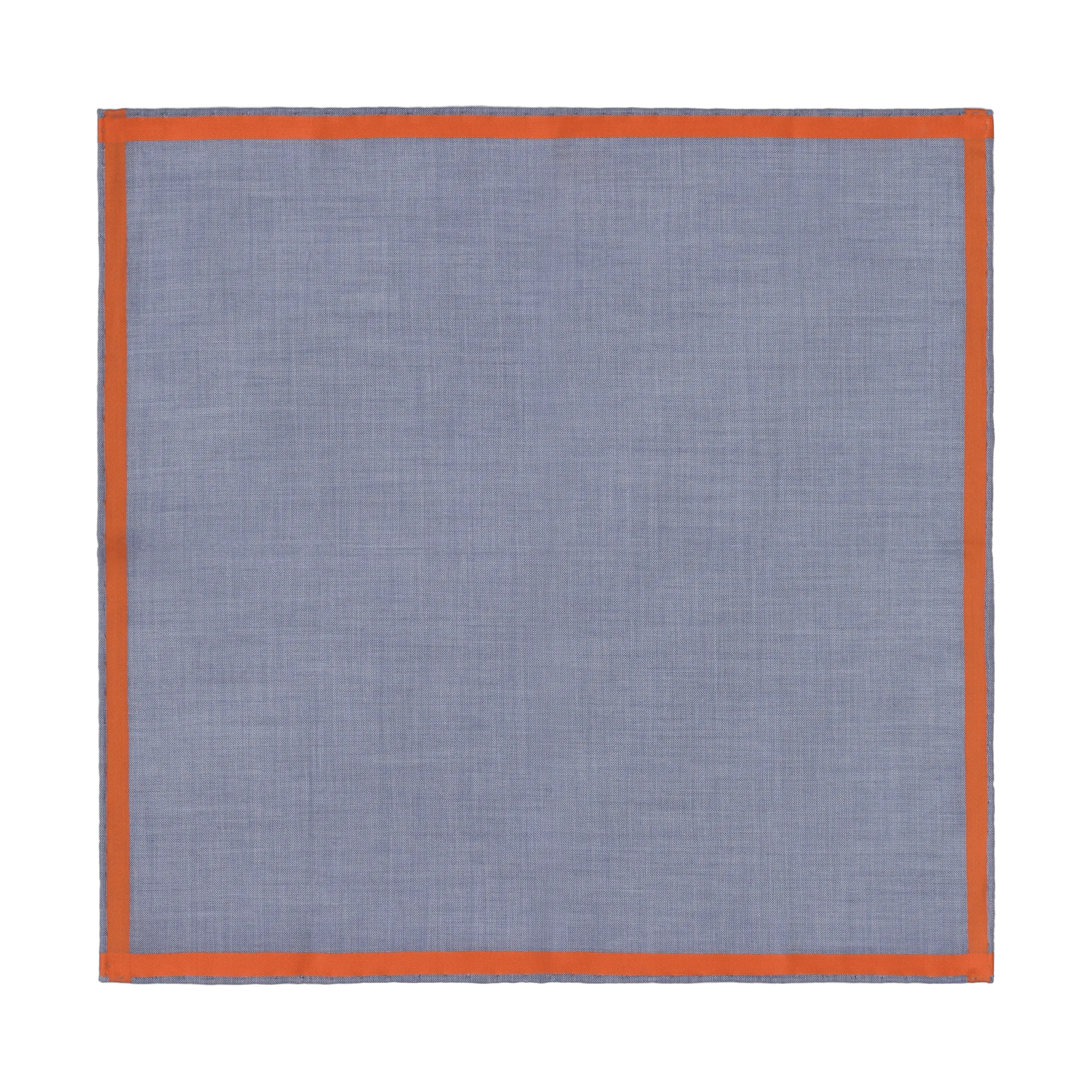 Cotton Pocket Square in Blue with Orange Edges