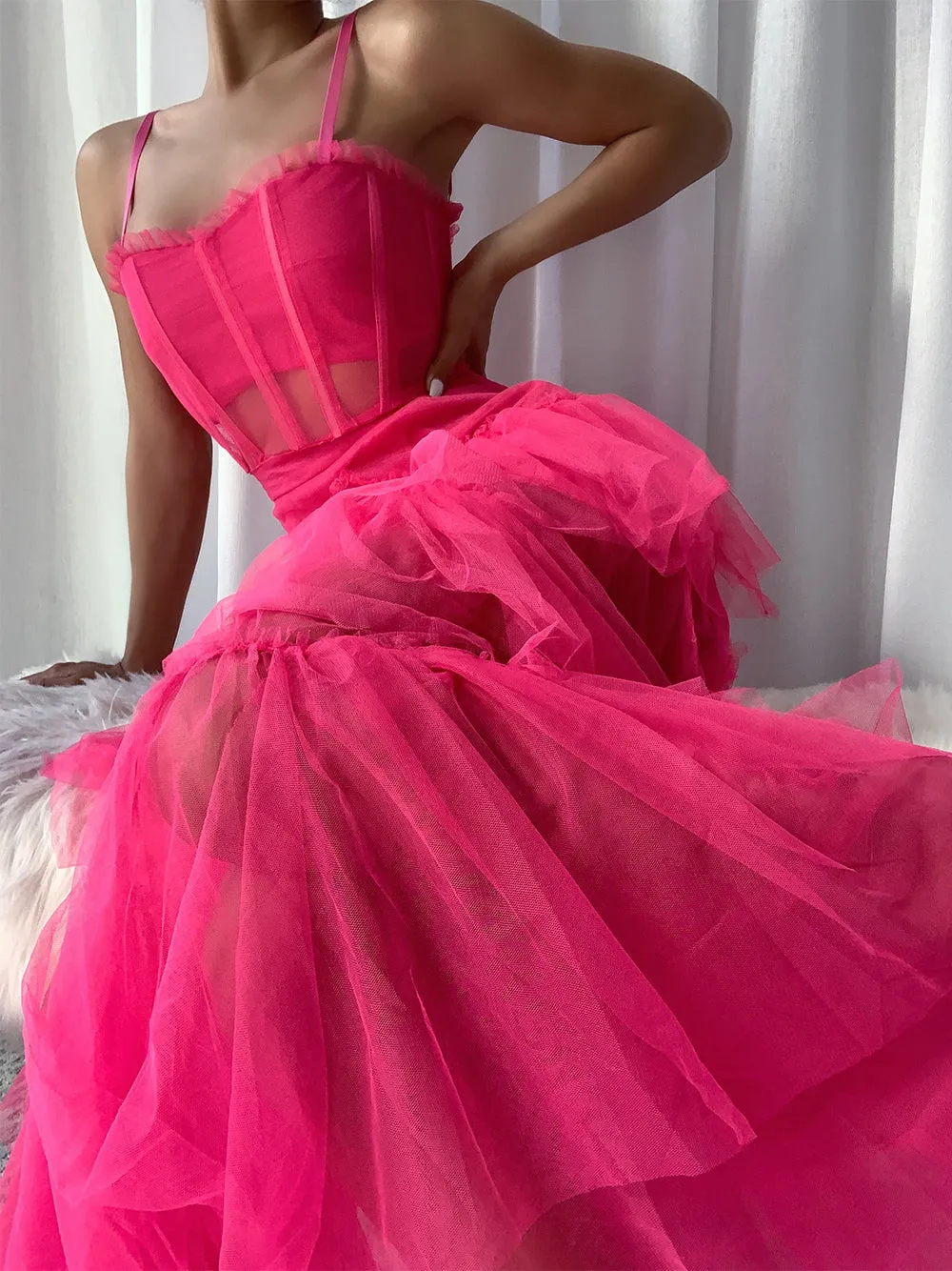 DIDA Tulle Dress in Fuchsia