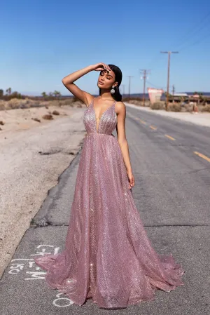 Electra Glitter Gown - Rose Gold