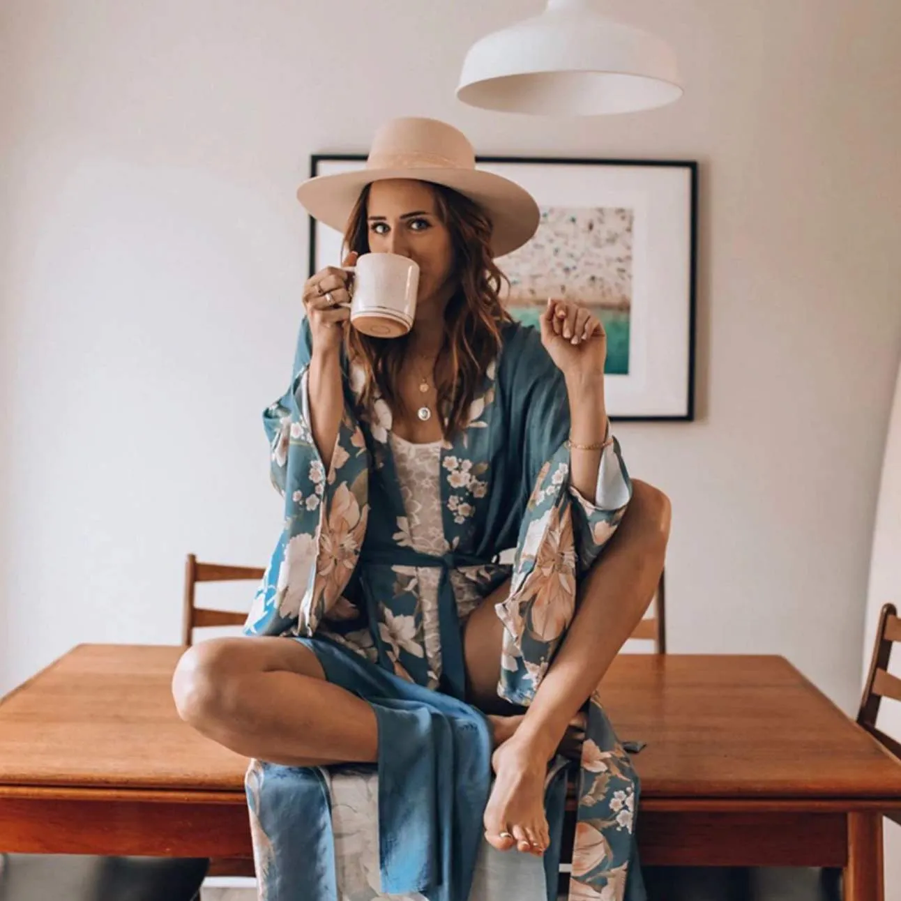 Ellie Dusty Blue Boho Kimono