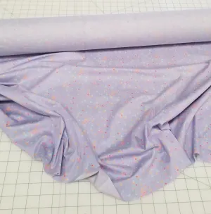 End of Bolt: 3-5/8th yards of Designer Deadstock Cottage Core Lilac and Neon Orange Cotton Spandex Stretch Poplin Woven- remnant