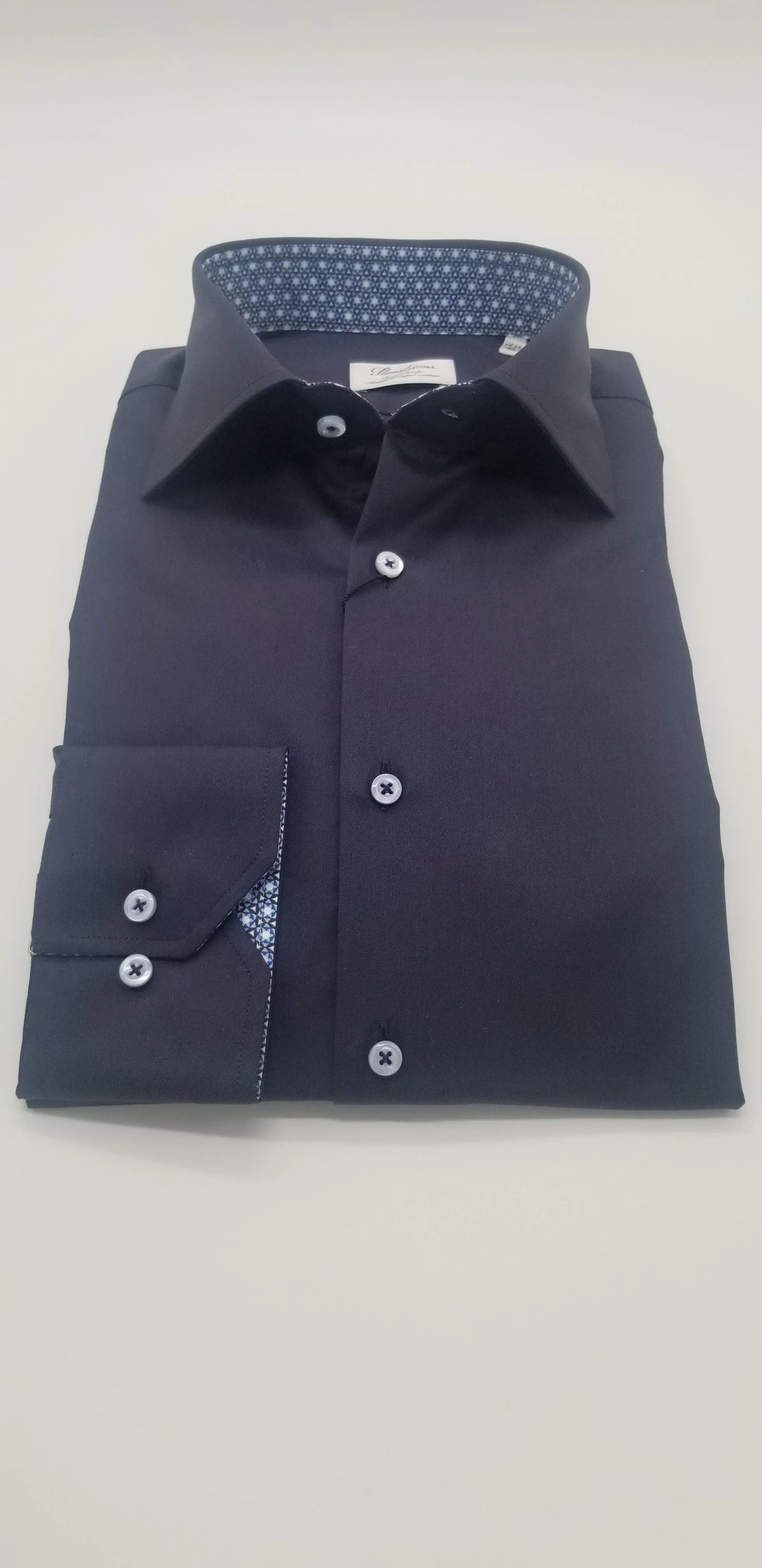 Fitted Body Navy Long Sleeve Shirt with Contrast 684771 1901