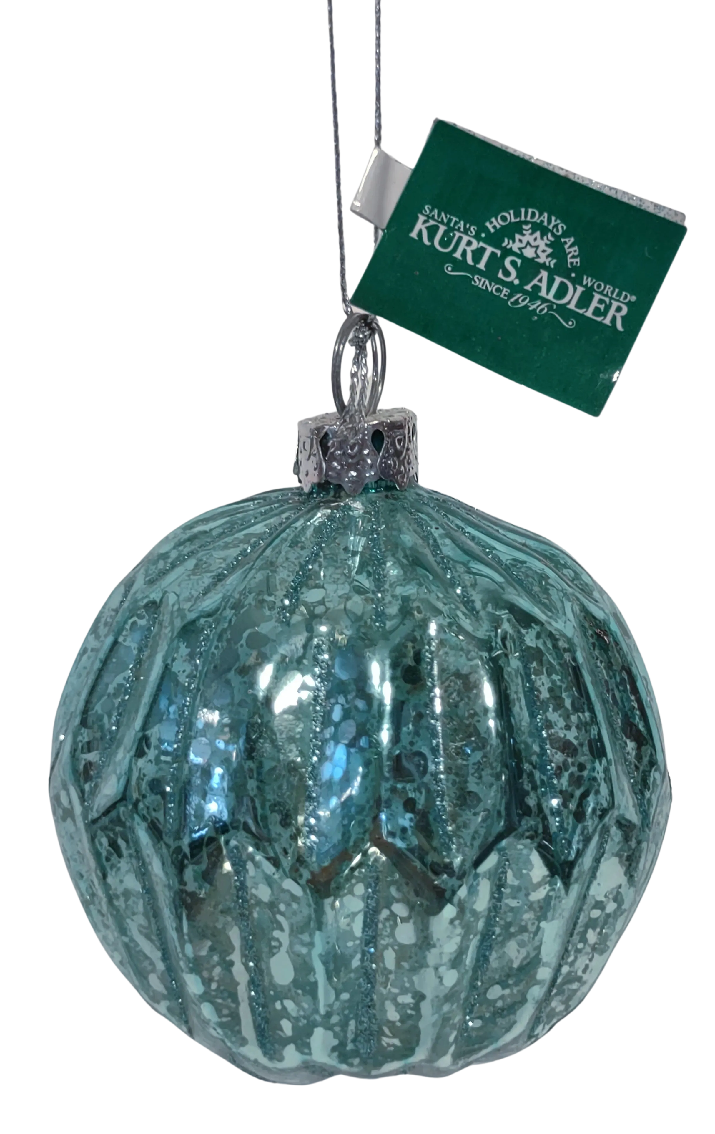 Glass Aqua Blue Round Ornament 3"