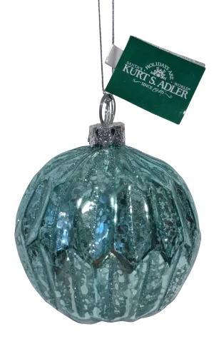 Glass Aqua Blue Round Ornament 3"