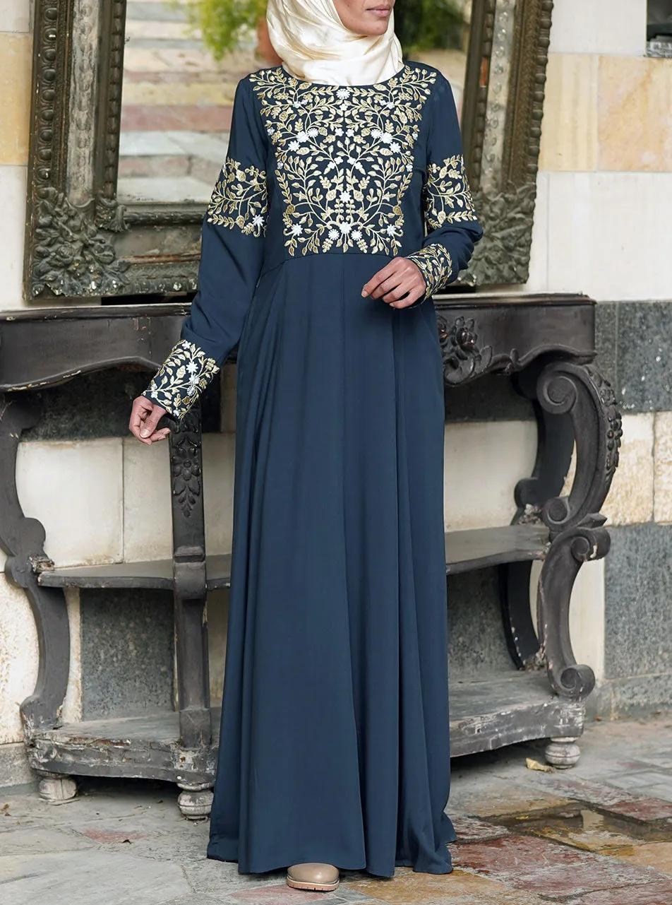 Gold Embroidered Abaya Gown