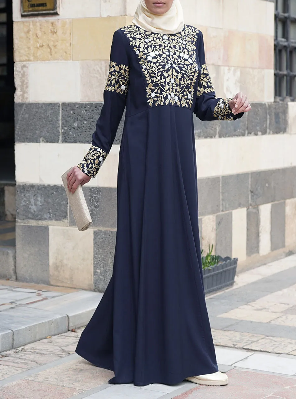 Gold Embroidered Abaya Gown